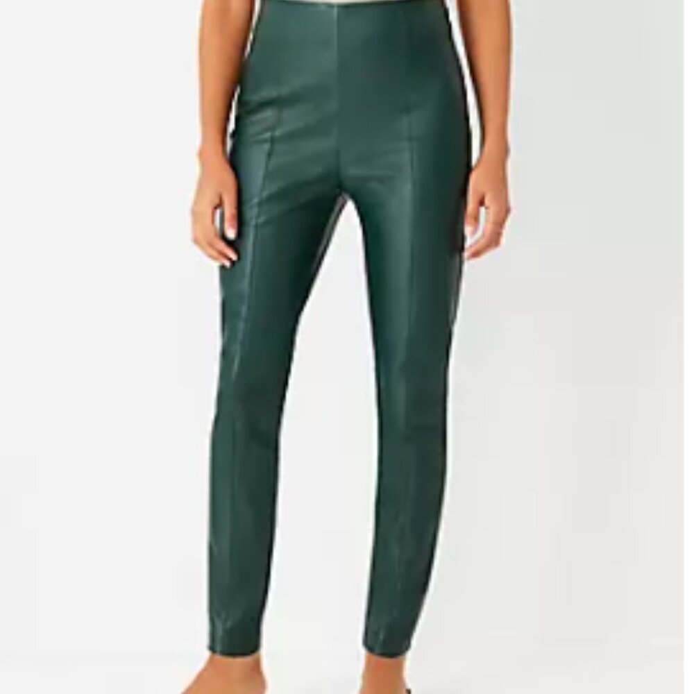 Ann Taylor The Petite Faux Leather Seamed Side Zip Legging